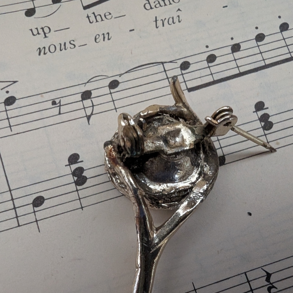 Silver Bird Nest Brooch with Pearls - Picture 11 of 12
